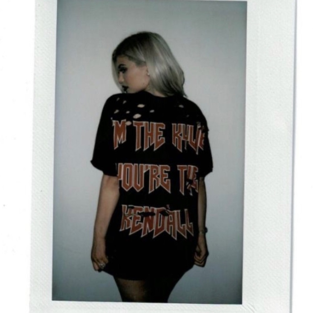 KYLIE COSMETICS TOP: from pop up store, distressed